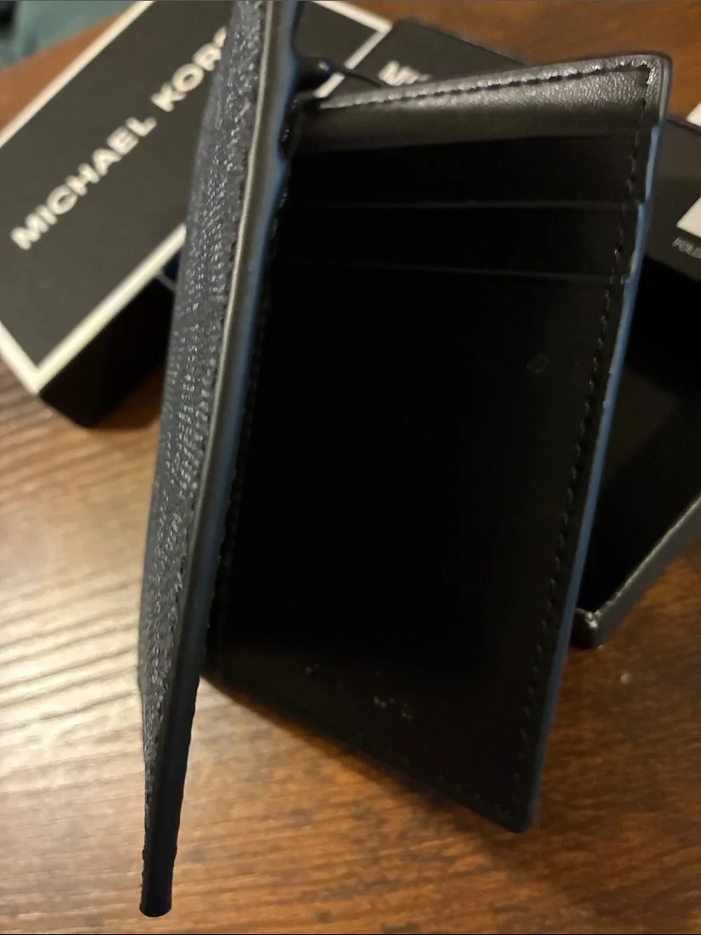 Michael Kors Men’s Black and Gray Folding Card Case